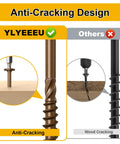 Comparison of anti-cracking design in Badass Heavy Duty Wood Structural Lag Screws 14 Gauge By 3 Inch 54 Piece Kit.