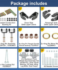 Golf Cart Front End Repair Kit For 2004 Up Club Car Precedent Gas And Electric Including parts like bushings, clevis, and wave washers
