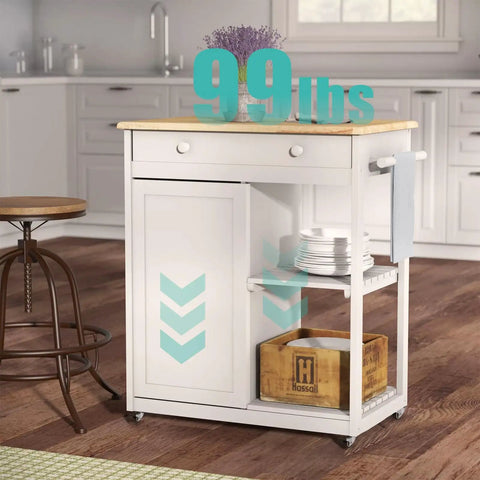Kitchen island with One Inch Tiny Caster Wheels Set Four Heavy Duty Swivel Plate Casters With Brakes, 99 lbs load capacity