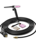 Lift TIG Torch For MIG225 And MIG225SP Welders, WP-17V Welding Gun With Dinse 35-50mm Quick Connector, coiled 13-foot cable shown