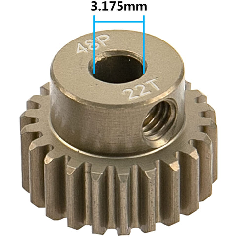 7075 Aluminum 48P Pinion Gear Set 18T 19T 20T 21T 22T for 3.175mm Shaft Fits 1/8 Inch RC Cars Motors Compatible With HPI Losi Axial Traxxas Tamiya 1/10 Scale Five Pack