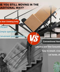 Comparison of Heavy Duty Electric Stair Climbing Dolly With 37.4 Inch Extended Tracks versus conventional moving methods.