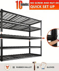 Heavy Duty Garage Shelving Unit With Adjustable 84 Inch Tall Metal Racks For Shop Warehouse Basement Industrial Storage Shelves That Split Into Two Units Built Tough Steel Construction Wide 55 By 24 Inches, no screw setup