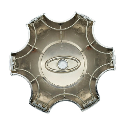 Back view of Chrome Wheel Center Hub Cap Cover For Six Lug Rims Fits Ford F-150 2009 2010 2011 2012 2013 2014 And Ford Expedition 2011 2014 DL3Z-1130-C DL3Z1130C 9L3Z-1130-H 9L3Z-1130-E.