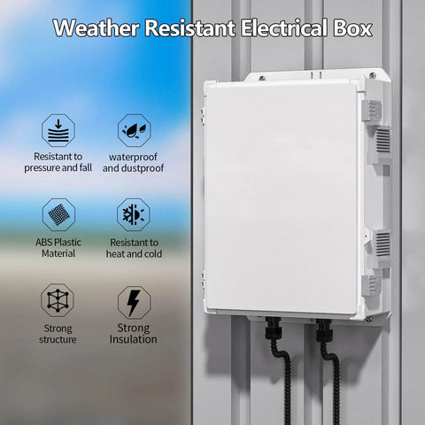 Tough Outdoor ABS Electrical Junction Box Water Resistant Enclosure With Internal Mounting Panel And Hinged Cover Weatherproof