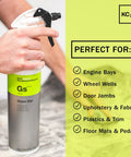 Hand holding a bottle of Heavy Duty All Purpose Cleaner For Cars And More, Ultra Concentrated Multisurface Cleaner, NTA Free Phosphate Free Solvent Free, Safe On Auto Interiors And Exteriors, Engines, Home, Workshop And Industrial Use, Dilutable From 1 To 120, against a checklist backdrop.