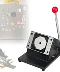 Fridge Magnet Paper Cutter For Diy Crafts, 3.15 Inch Square Punch Tool in cast iron with ergonomic grip, shown next to decorated fridge.
