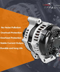3.5L Alternator For Avalon Camry RAV4 RX350 Fits Toyota And Lexus Direct Fit Easy Install showing side view with specifications