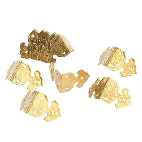 Brass Corner Protectors 10 Pack, Retro Style Dope Metal Border Guards for Wood Boxes and Furniture, heavy duty, 0.98x0.67 inches.