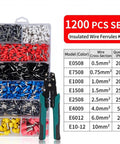 Top Shelf 1200 PCS Terminal Wire Ferrules Kit With Heavy Duty Crimping Tool, Insulated Copper Cord End Connectors Assortment In 0.75-10mm² Sizes Plus Organizer Case For Serious Electrical Wiring Jobs. Ferrules kit in organizer case with crimping tool and size chart