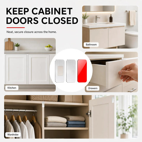 Ultra Thin Magnetic Cabinet Catches With Strong Adhesive No Drill Door Latches For Cabinets Kitchen Bathroom Closet And RV 6 Pack