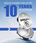 Top Shelf Cr2016 3V Lithium Coin Cell Battery 5 Pack Ultra Slim card style showing 10-year shelf life and Philips branding.