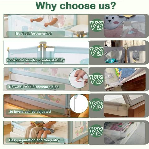 Bed Rail For Toddlers And Kids Twin To Cal King Mattresses With Swing Down Guard Blue Dinosaur 3 Sides For Cal King comparison features