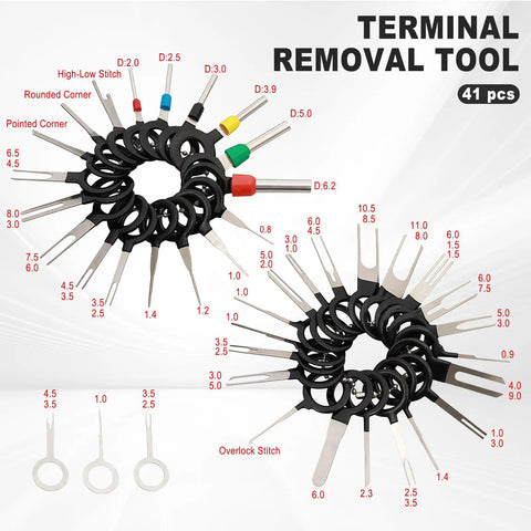 Pro Grade Terminal Removal Tool Kit 41 Pieces For Automotive, Depinning Pin Extractors and Connector Repair Tools image