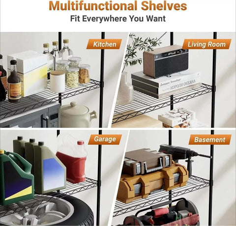 Heavy Duty 3 Tier Wire Shelving Cart With Smooth Rolling Wheels, Adjustable Chrome Steel Storage Rack in kitchen and garage.