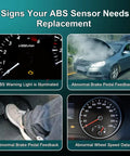Signs of faulty ABS sensor illustrated with warning lights and abnormal brake feedback for Chevy Silverado owners.