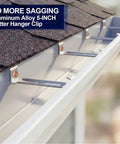 25 Pack 5 Inch Hidden Gutter Hangers Clip Style With Screws For Standard K Style Aluminum Gutters Bracket installed on roof.