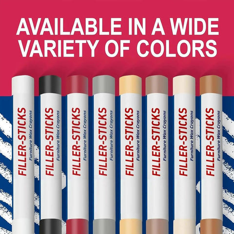 Wood Repair Wax Stick Kit With 10 Blendable Colors For Scratches On Hardwood Floors Cabinets And Furniture No Tools Mess Free Long Lasting Touch Ups 5 Piece Set showing variety of colors.