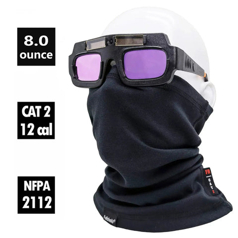 Flame Resistant 12CAL Full Coverage Neck Gaiter Snood Face Mask For Tactical Motorcycling Welding Hunting Army Military Use Black One Size FR Cotton Fabric