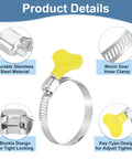 Beefy Stainless Steel Hose Clamps With Worm Gear And Thumb Screw, 27 To 51 mm Range, product details and features