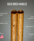 Xylophone And Bell Mallets Kit For Percussionists, American Made In Nashville, solid birch handles with amber stain finish