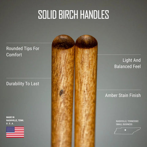 Xylophone And Bell Mallets Kit For Percussionists, American Made In Nashville, solid birch handles with amber stain finish
