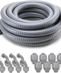 Liquid Tight Conduit And Connector Kit Three Quarter Inch Flexible Non Metallic Electrical Conduit 25 Ft with Eight Straight and Angle Fittings