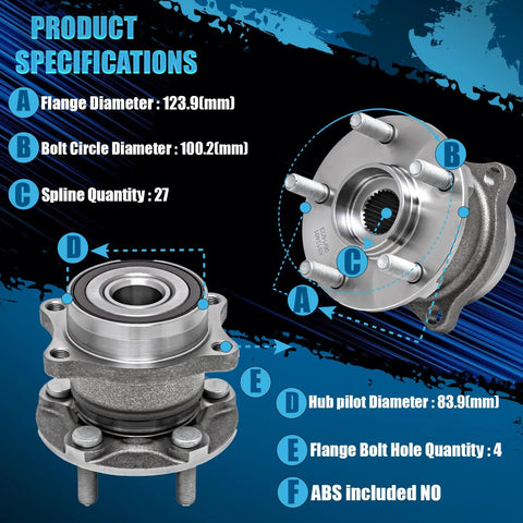 Rear Wheel Bearing Hub Assembly For Subaru Outback Forester Impreza Legacy WRX STI BRZ Crosstrek Scion FRS Toyota 86 5 Lug Wheel Bearing Replacement Drop In Ready With Durable Alloy Bearings specifications diagram