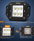 Two Pack 18W Flood LED Work Lights With Wide Beam Flush Mount Off Road Driving Light Bar Comparison With Waterproof Feature