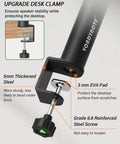 Close-up of screw-mounted clamp on Set Of 2 Dual Side Clamping Studio Monitor Stands For Desktop, Short Adjustable Speaker Stands.