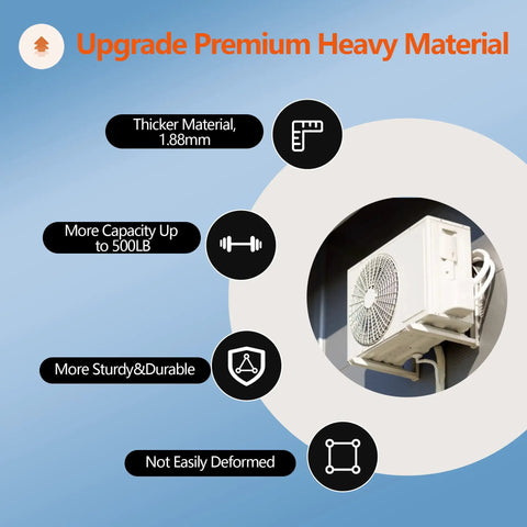 Beefy Outdoor Split Air Conditioner Mount Bracket Heavy Duty Foldable Wall Mount For Universal Ductless Mini Split Condensers Supports 9000 To 36000 BTU Up To 500 Lb Ideal For Home And Business HVAC