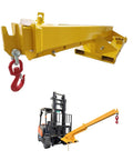 Workhorse 3 Ton Forklift Jib Boom Crane Telescopic Mount With Dual Forks 63 To 98 Inch Adjustable Carbon Steel Hoist Kit close-up with hook