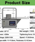 Semi Automatic Tabletop Bundling Machine That Kicks The Hassle Out Of Food Packaging And Produce Strapping For Busy Grocery Shops And High Volume Distribution Centers, product size specifications and features.