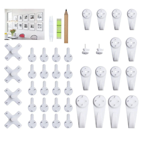 Traceless Wall Hangers 40 Piece Set Invisible Nail Hooks No Trace Picture Hangers For Drywall And Hardwall Heavy Duty Frame Mounts