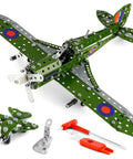 Epic 374 Piece Model Airplane Kit for Kids Aged 8 to 12 with large green plane and tools on display