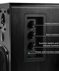 Booming 60W RMS Active Bluetooth Bookshelf Speakers with control knobs and indicator, wood enclosure, for PC TV Turntable