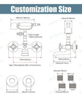 Diagram showing dimensions for Wall Mount Bathtub Faucet With Handheld Shower Chrome Finish featuring vintage design.