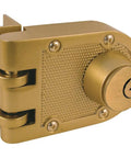 Jimmy Resistant Deadlock In Diecast Brass Plated Color With Angle Strike And Double Cylinder For Secure Entry Doors