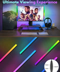 Two Pack RGB Under Monitor Lights With 353 Color Modes And Remote Control For PC Gaming Setup shown under monitor screen