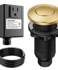 Universal Garbage Disposal Air Switch Kit With Sink Top Push Button No-Brainer Upgrade, UL Certified, 3.5 Inch Brass Button, coiled tube