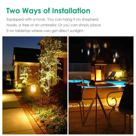 Lit Flickering Flame Solar Lanterns Set Metal Outdoor Hanging Lights Waterproof LED Flame Lamps for patio bronze garden