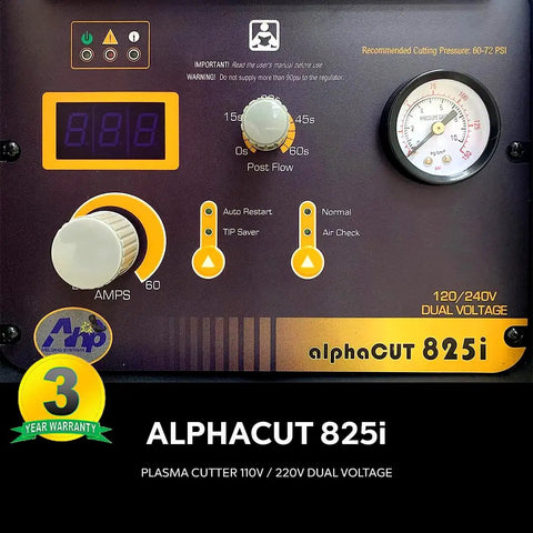 Control panel of Dual Voltage Plasma Cutter 60 Amp Kit For Home Or Shop With Pilot Arc Torch, 110V And 220V, Clean Cuts Up To Seven Eighths Inch, Pro Grade Complete Kit Included
