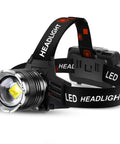 Crazy Bright Rechargeable LED Headlamp 99,000 Lumens With 95 Hour Run Time, IPX7 waterproof black headlamp with strap