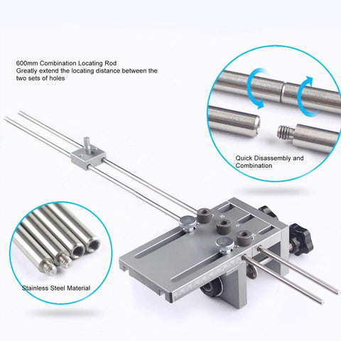 Dowel Jig Kit With Quick Release, Pro Grade Self Centering And Adjustable 6mm 8mm 10mm Drill Sleeve Options, metal rods