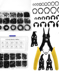 All In One C-Clip And E-Clip Kit With 1036 Pieces, External Retaining Rings, Snap Rings, Alloy Steel M3-M25, Pliers, Tweezers