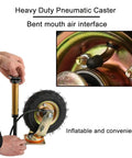 Heavy Duty Pneumatic Caster with bent mouth air interface for inflation, part of Built Like A Tank Set Of Four Heavy Duty Pneumatic Casters Rated 1500 Lbs.