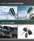 Three Pack M12 Gate Opener Remote For Swing Sliding Gates With Four Button Controls And Industrial Grade Chip 433.92MHz Compatible With Aleko Lockmaster Carsa And More 5 Year Warranty, showing cold and shock resistance and keychain use