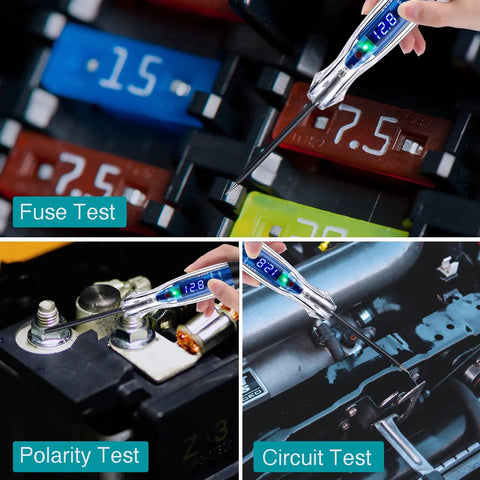 Rugged Automotive Test Light 3 to 60V DC Digital LED Circuit Tester With Anti Lost Needle Guard Protection For No Fuss Safe And Handy On The Go Diagnostics And Quick Fault Fixes used for fuse, polarity, and circuit tests