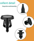 Kickstart Your Ride Fix With Heavy Duty One Hundred Piece Bumper Clip Set For Honda And Acura Vehicles Including Civic Accord Crv Bodies Featuring Rock Solid Nylon Retainer Pins Plus Quick Install Tool Included showing black nylon retainer clip detail.