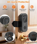 Anti Theft Doorbell Mount For Video Doorbell 2K Gen 2 No Drill Mounting Bracket installed on wooden inward-opening door